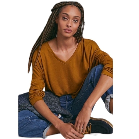 Anthropologie - Dina V-Neck Top Long Sleeve Oversized Sz L - Picture 1 of 7